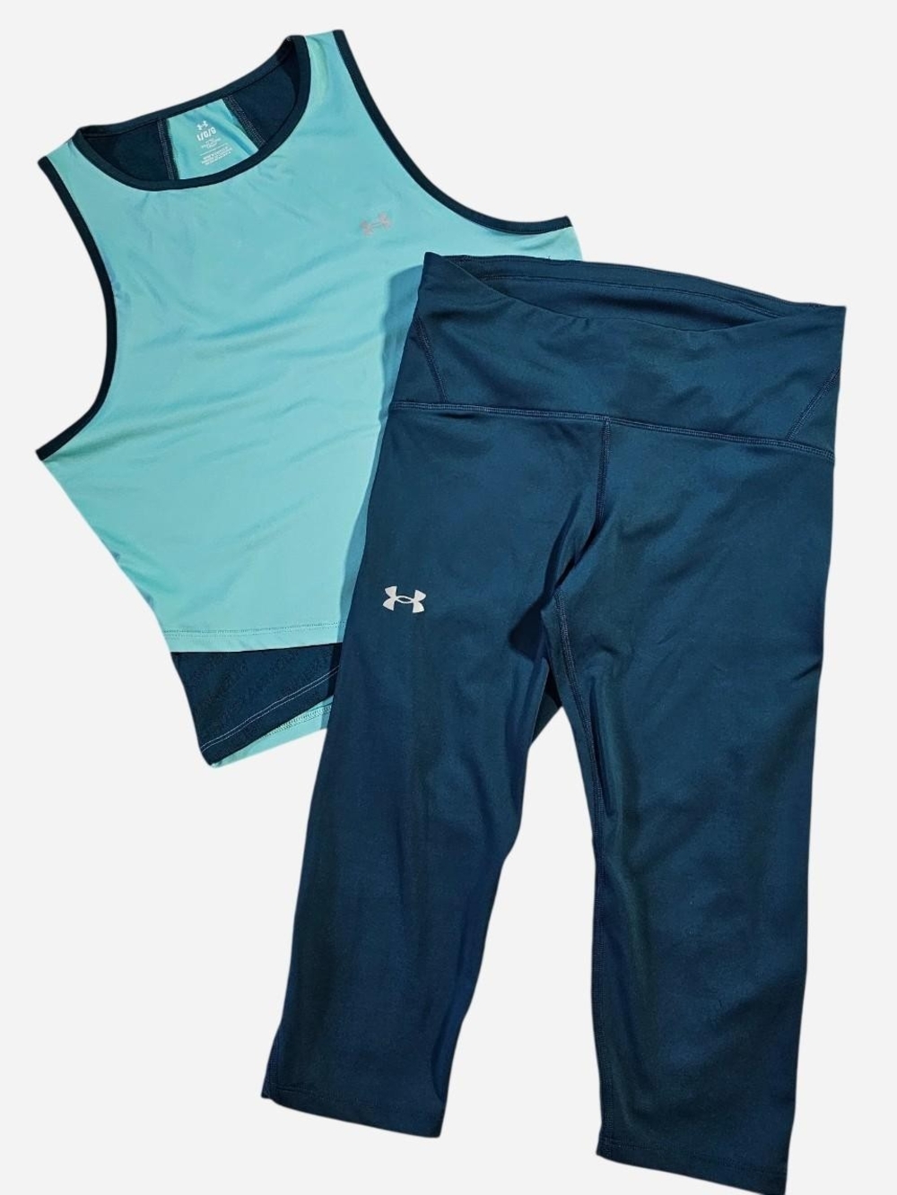 Under Armour Navy Capri Leggings with Aqua Performance Tank